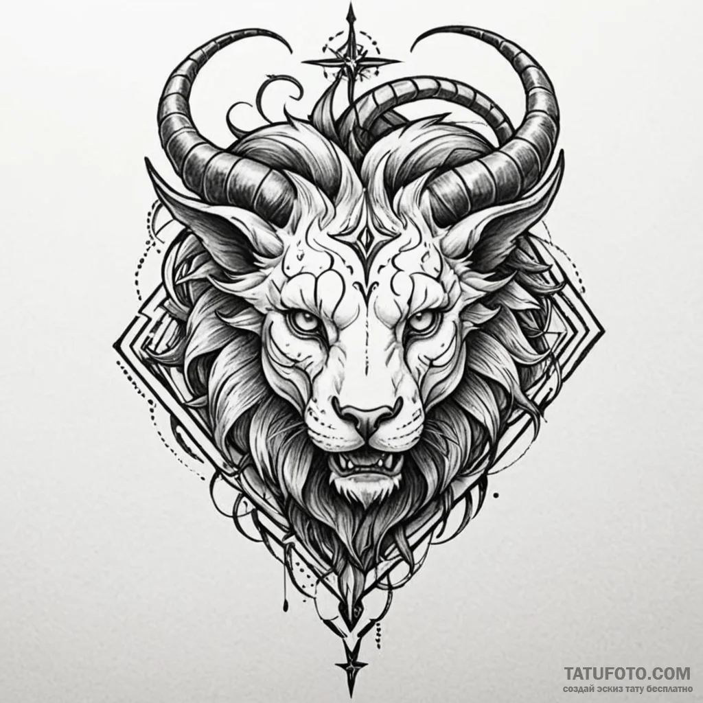 Chimera, ink illustration for tattoo, sketch... - эскиз тату (№1750657088_1, 23.06.2025 05:38) — Tatufoto.com
