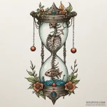 Fish skeleton swimming in an empty hourglass,… — эскиз тату (№1750657799_0, 23.06.2025 05:49) — Tatufoto.com