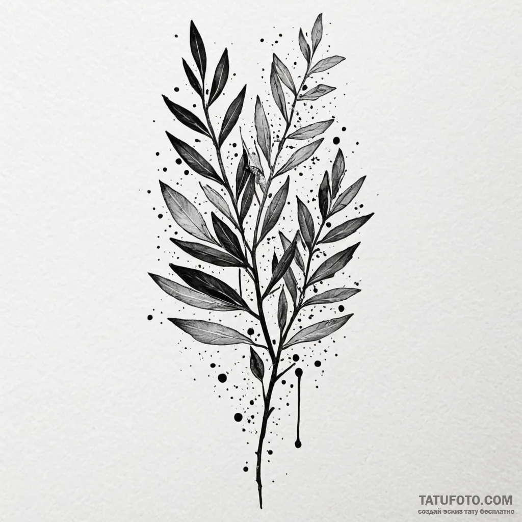 Olive branch, concept art for tattoo, on a cl... - эскиз тату (№1750658163_0, 23.06.2025 05:56) — Tatufoto.com