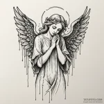 Statue of an angel weeping tears of blood, ta… — эскиз тату (№1750659946_0, 23.06.2025 06:25) — Tatufoto.com