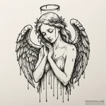 Statue of an angel weeping tears of blood, ta… — эскиз тату (№1750659946_1, 23.06.2025 06:25) — Tatufoto.com