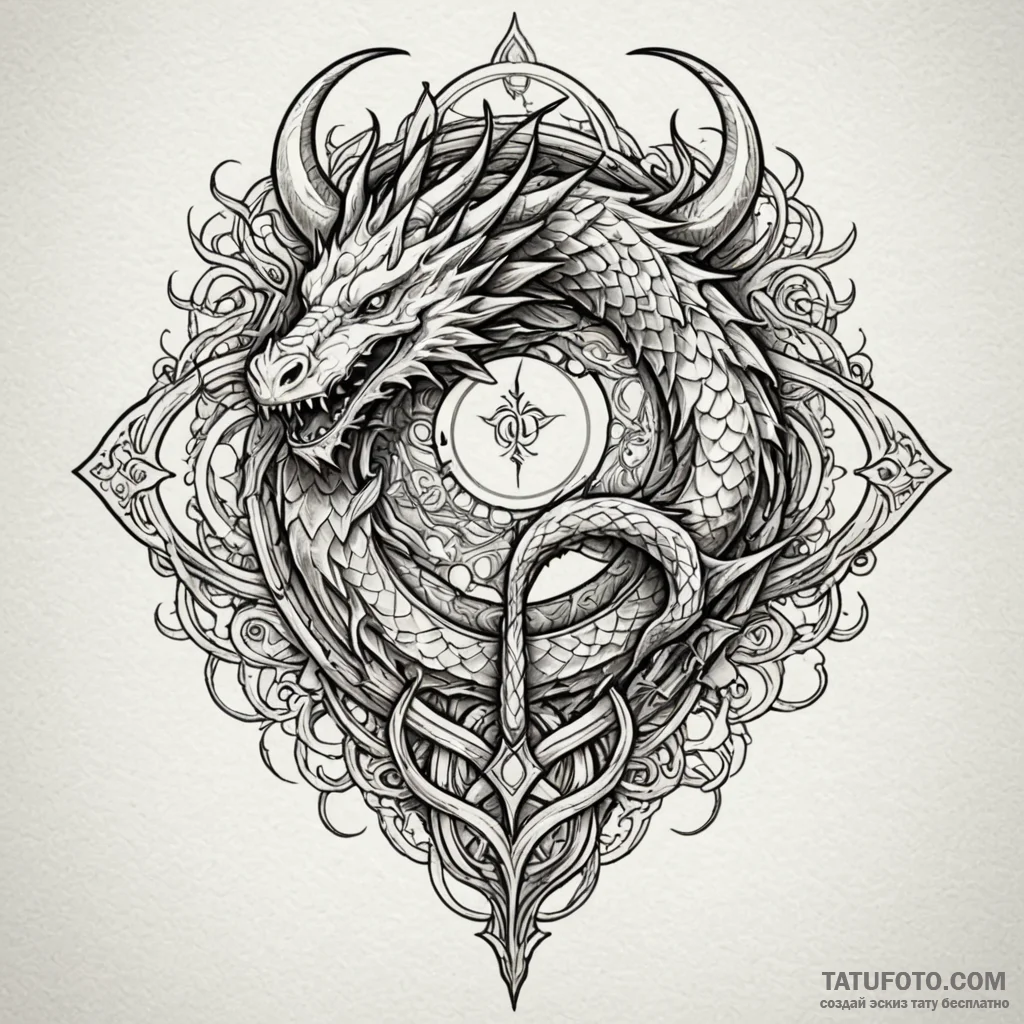 Dragon tongue forming sigils, tattoo sketch d... - эскиз тату (№1750660571_0, 23.06.2025 06:36) — Tatufoto.com
