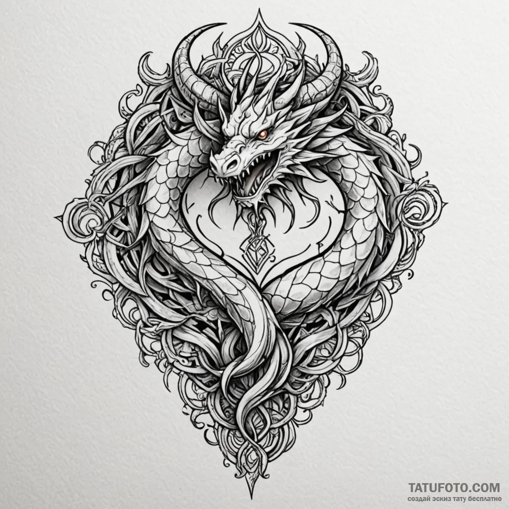 Dragon tongue forming sigils, tattoo sketch d... - эскиз тату (№1750660571_1, 23.06.2025 06:36) — Tatufoto.com