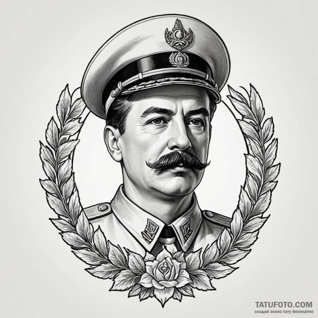 Stalin, tattoo drawing outline, muted color p... - эскиз тату (№1750660754_1, 23.06.2025 06:39) — Tatufoto.com
