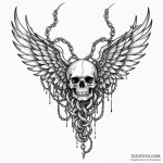 Fractured wings wrapped in chains, tattoo dra… — эскиз тату (№1750660850_0, 23.06.2025 06:40) — Tatufoto.com