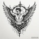 Fractured wings wrapped in chains, tattoo dra… — эскиз тату (№1750660850_1, 23.06.2025 06:40) — Tatufoto.com