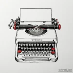 Typewriter, tattoo sketch design, black and r… — эскиз тату (№1750661557_1, 23.06.2025 06:52) — Tatufoto.com