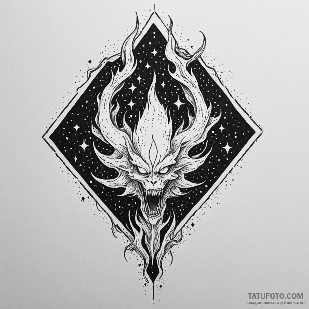 Nebula flame devouring starlight, artistic ta... - эскиз тату (№1750661644_1, 23.06.2025 06:54) — Tatufoto.com