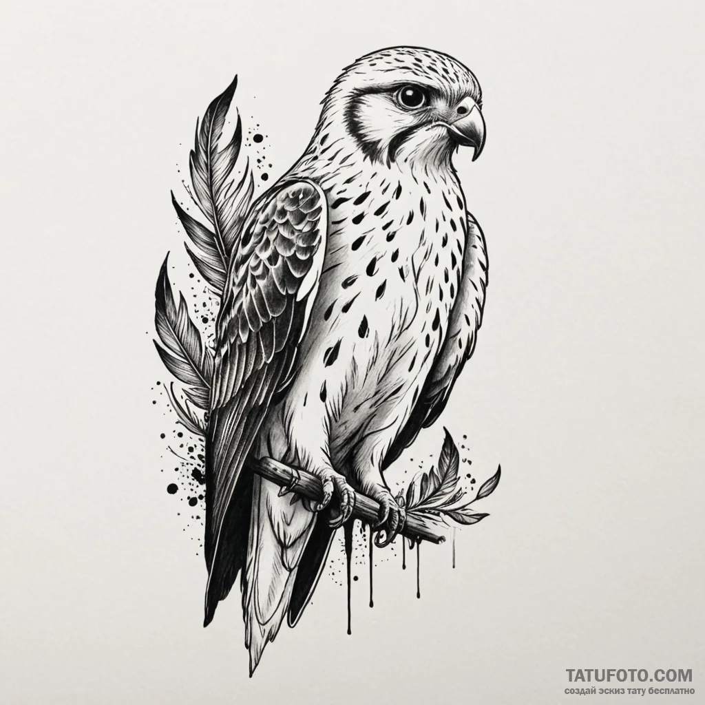 Kestrel with metallic feathers, concept art f... - эскиз тату (№1750662354_0, 23.06.2025 07:05) — Tatufoto.com