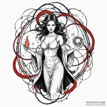 An ageless sorceress casting a powerful spell… — эскиз тату (№1750662541_0, 23.06.2025 07:09) — Tatufoto.com