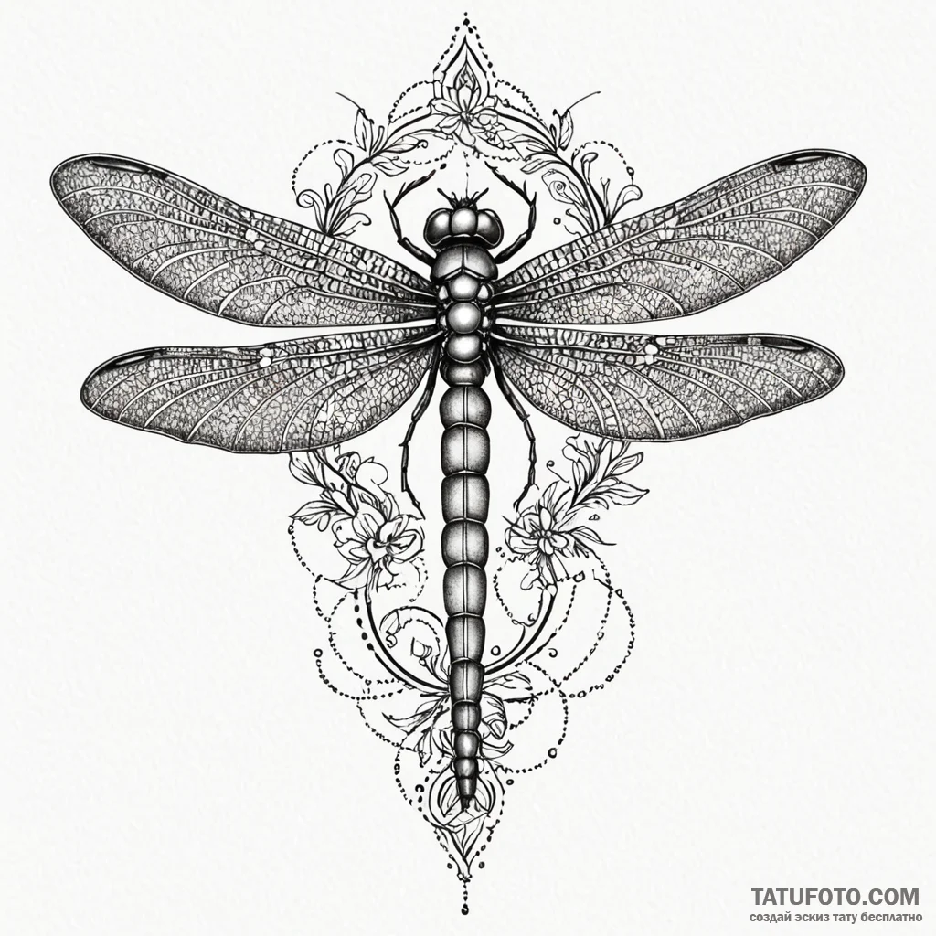 Dragonfly, tattoo line art, on a clean white... - эскиз тату (№1750662630_1, 23.06.2025 07:10) — Tatufoto.com
