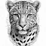 Leopard with spots that form a map, artistic… — эскиз тату (№1750669614_1, 23.06.2025 09:06) — Tatufoto.com