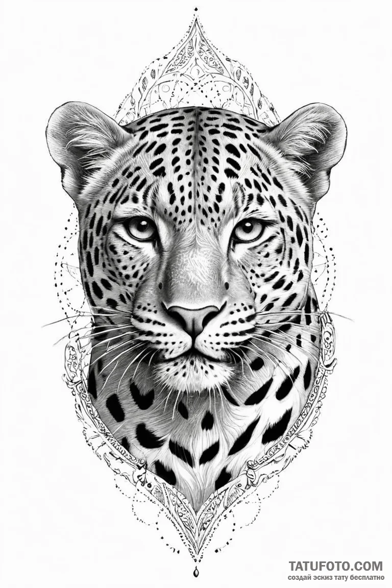 Leopard with spots that form a map, artistic... - эскиз тату (№1750669614_1, 23.06.2025 09:06) — Tatufoto.com