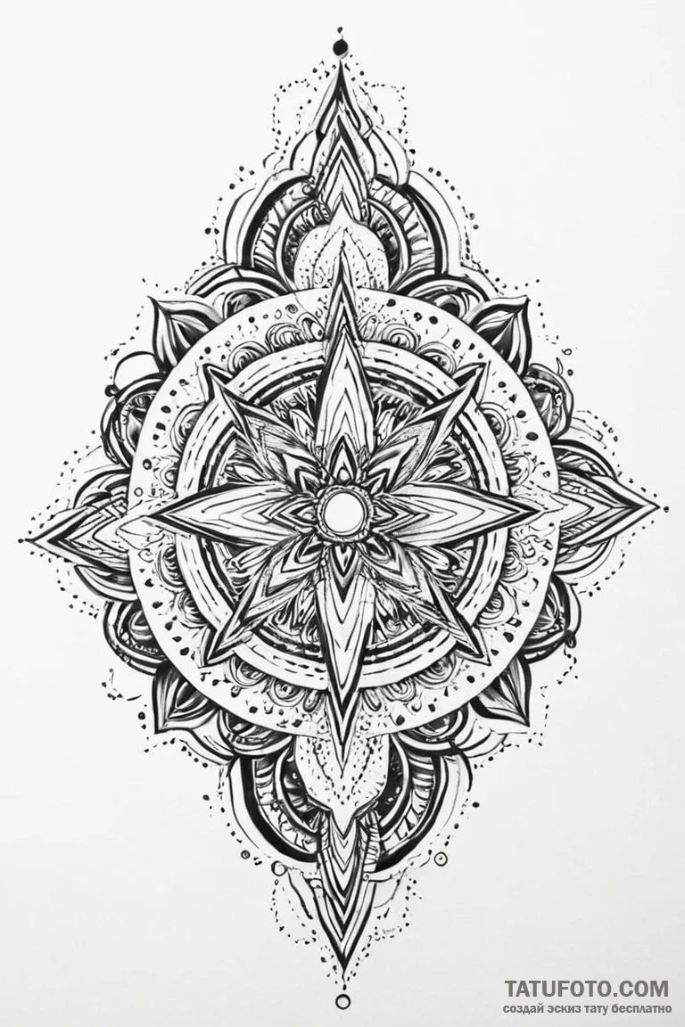 Quasar erupting from the center of a mandala,... - эскиз тату (№1750669786_0, 23.06.2025 09:09) — Tatufoto.com
