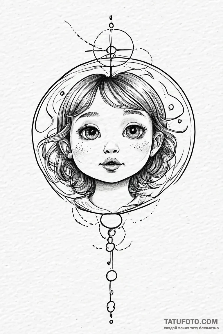A whimsical bubble from a child's mouth, inno... - эскиз тату (№1750669865_0, 23.06.2025 09:11) — Tatufoto.com