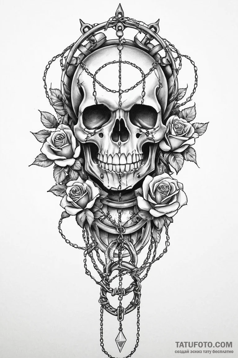 Orcish totem wrapped in chains, concept art f... - эскиз тату (№1750670293_0, 23.06.2025 09:18) — Tatufoto.com