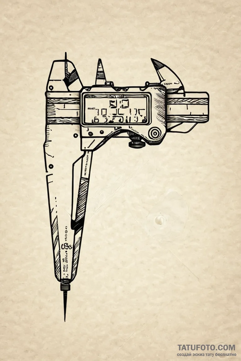 Vernier caliper, a tool for precise measureme... - эскиз тату (№1750670545_0, 23.06.2025 09:22) — Tatufoto.com