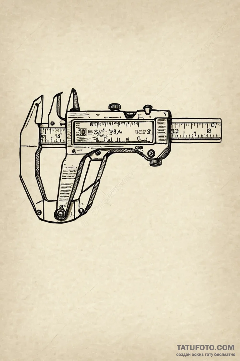 Vernier caliper, a tool for precise measureme... - эскиз тату (№1750670545_1, 23.06.2025 09:22) — Tatufoto.com
