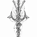 Relic trident beneath spectral tide, artistic… — эскиз тату (№1750670796_1, 23.06.2025 09:26) — Tatufoto.com
