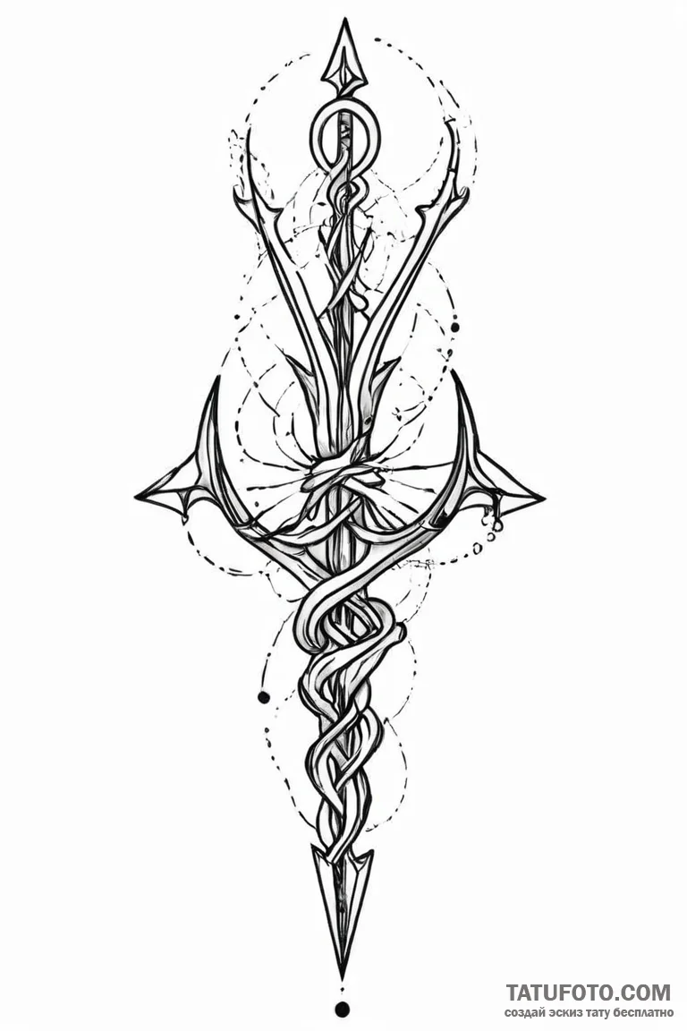 Relic trident beneath spectral tide, artistic... - эскиз тату (№1750670796_1, 23.06.2025 09:26) — Tatufoto.com