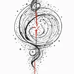 Meteor trail spiraling through stars, tattoo… — эскиз тату (№1750671500_0, 23.06.2025 09:38) — Tatufoto.com