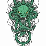Emerald serpent devouring star, tattoo drawin… — эскиз тату (№1750671580_0, 23.06.2025 09:39) — Tatufoto.com