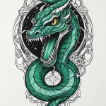 Emerald serpent devouring star, tattoo drawin… — эскиз тату (№1750671580_1, 23.06.2025 09:39) — Tatufoto.com