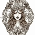 Hollow relic crowned with stars, tattoo line… — эскиз тату (№1750671673_0, 23.06.2025 09:41) — Tatufoto.com