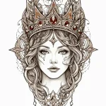 Hollow relic crowned with stars, tattoo line… — эскиз тату (№1750671673_1, 23.06.2025 09:41) — Tatufoto.com