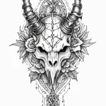Horned blade crowned in thorns, tattoo flash… — эскиз тату (№1750672432_1, 23.06.2025 09:53) — Tatufoto.com