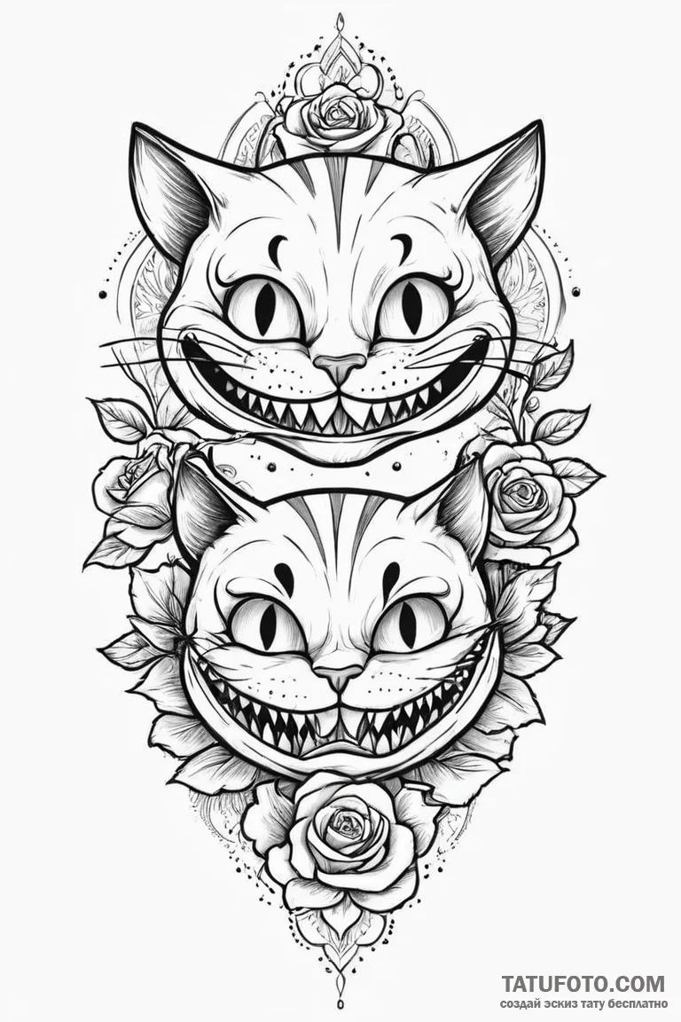 The cheshire cat's grin (is there, but can be... - эскиз тату (№1750672591_0, 23.06.2025 09:56) — Tatufoto.com