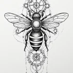 Mechanical bee with intricate gear-wings, tat… — эскиз тату (№1750673189_1, 23.06.2025 10:06) — Tatufoto.com