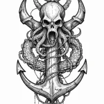 Kraken clutching ancient anchor, tattoo sketc… — эскиз тату (№1750673271_1, 23.06.2025 10:07) — Tatufoto.com