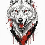 Apex predator wolf with bloodied fur, ink ill… — эскиз тату (№1750673375_0, 23.06.2025 10:09) — Tatufoto.com
