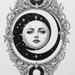 Zenith of a solar eclipse, tattoo sketch desi… — эскиз тату (№1750673467_0, 23.06.2025 10:11) — Tatufoto.com
