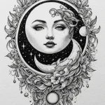Zenith of a solar eclipse, tattoo sketch desi… — эскиз тату (№1750673467_1, 23.06.2025 10:11) — Tatufoto.com