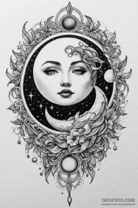 Zenith of a solar eclipse, tattoo sketch desi... - эскиз тату (№1750673467_1, 23.06.2025 10:11) — Tatufoto.com