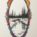 A detailed broken mirror reflection, distorte… — эскиз тату (№1750674172_1, 23.06.2025 10:22) — Tatufoto.com