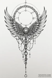 Eclipse wings wrapped in chains, concept art... - эскиз тату (№1750674277_0, 23.06.2025 10:24) — Tatufoto.com