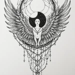 Eclipse wings wrapped in chains, concept art… — эскиз тату (№1750674277_1, 23.06.2025 10:24) — Tatufoto.com