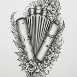 Pan flute cracked and bleeding notes, tattoo… — эскиз тату (№1750674377_0, 23.06.2025 10:26) — Tatufoto.com