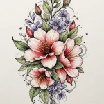 цветы — акварель, цветная приглушенная — эскиз тату (№1750674398_1, 23.06.2025 10:26) — Tatufoto.com
