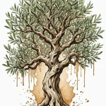 Olive tree, ancient and gnarled, symbolizing… — эскиз тату (№1750675071_0, 23.06.2025 10:37) — Tatufoto.com