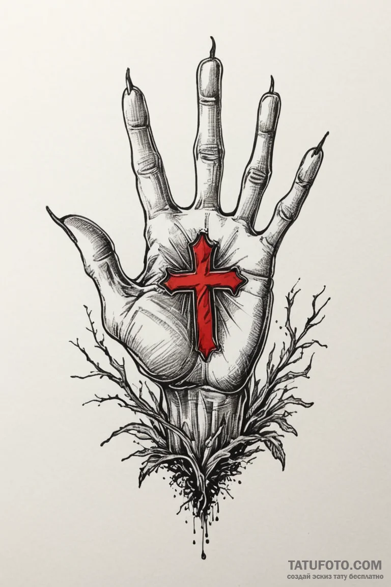 Bone hand rising from soil, tattoo flash shee... - эскиз тату (№1750677817_1, 23.06.2025 11:23) — Tatufoto.com