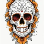 Sugar skull decorated with marigolds and cobw… — эскиз тату (№1750677913_1, 23.06.2025 11:25) — Tatufoto.com