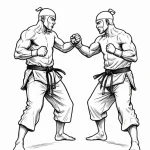 A linework tattoo of two figures sparring in… — эскиз тату (№1750678861_0, 23.06.2025 11:41) — Tatufoto.com