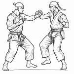 A linework tattoo of two figures sparring in… — эскиз тату (№1750678861_1, 23.06.2025 11:41) — Tatufoto.com