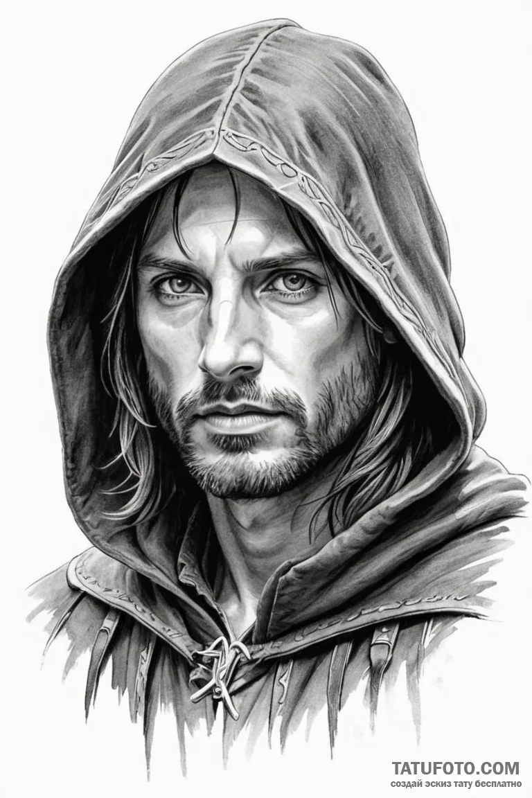 A graphic novel style portrait of aragorn as... - эскиз тату (№1750679545_0, 23.06.2025 11:52) — Tatufoto.com