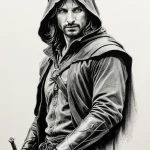 A graphic novel style portrait of aragorn as… — эскиз тату (№1750679545_1, 23.06.2025 11:52) — Tatufoto.com
