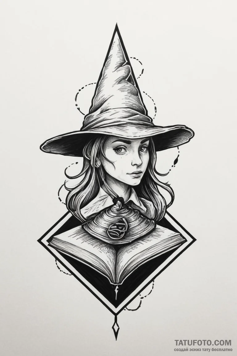 A neo-traditional tattoo of the sorting hat. - эскиз тату (№1750679622_0, 23.06.2025 11:53) — Tatufoto.com